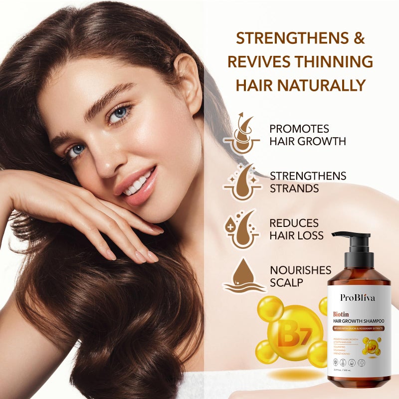 ProBliva Biotin Shampoo and Onion Conditioner Set for Thinning Hair in Adults 30+ – Strengthening Duo Reduces Shedding, Supports Fuller & Stronger Hair – Biotin + Rosemary + Onion Extracts - Image 3